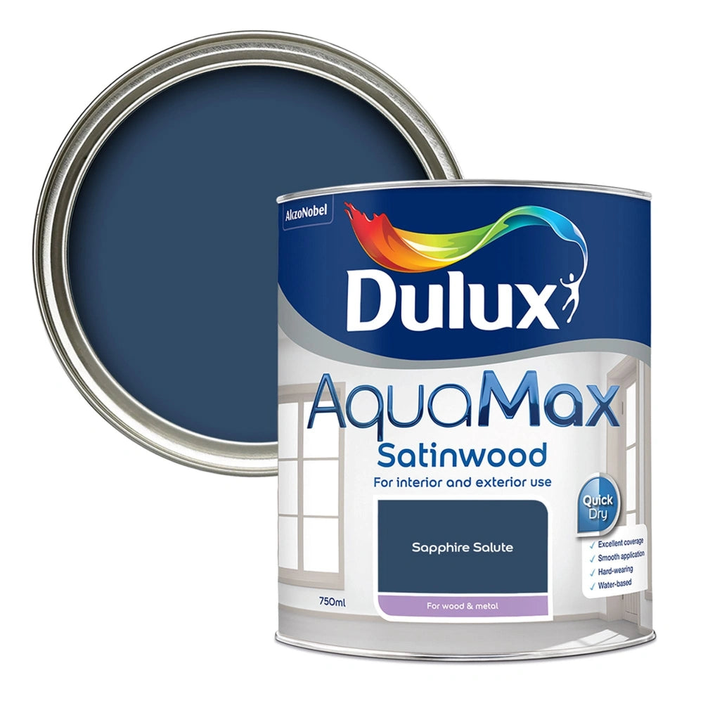 Dulux Aquamax Satinwood Water Based 750ml Wood and Metal Paint - Sapphire Salute