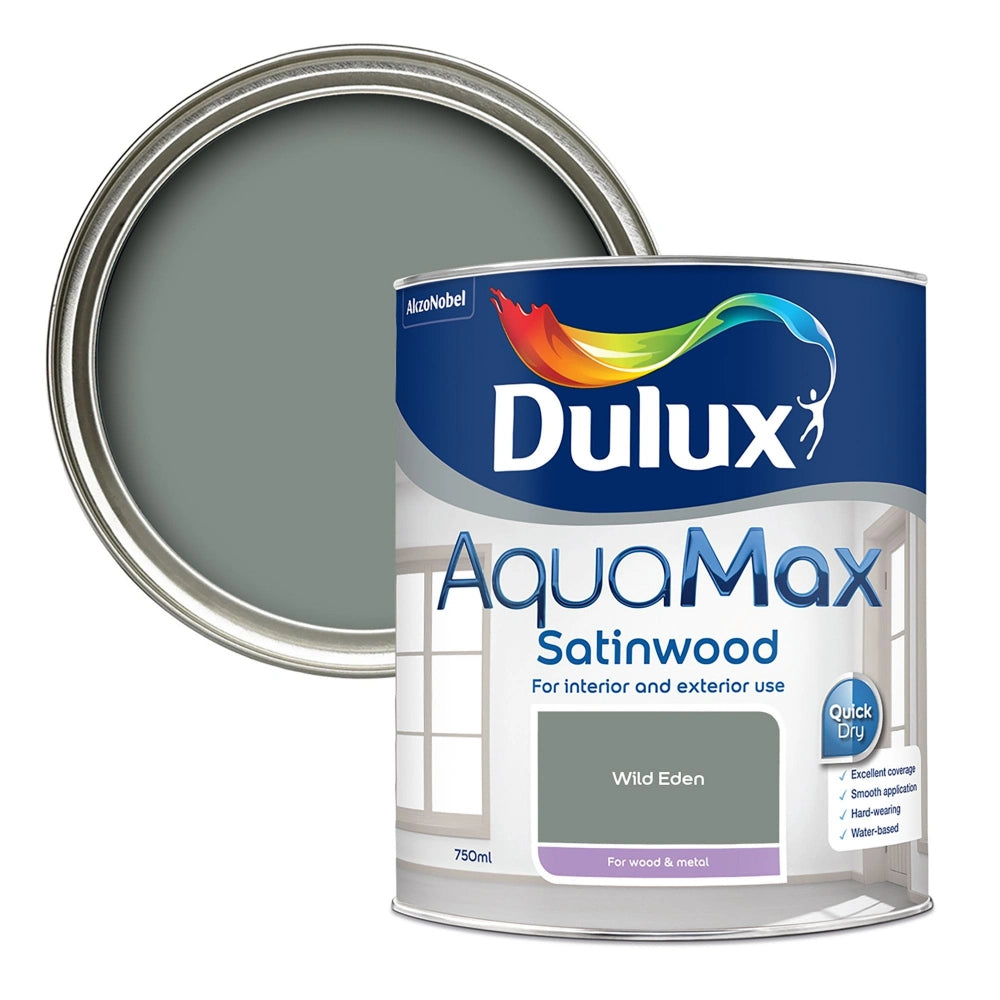 Dulux Aquamax Satinwood Water Based 750ml Paint Wild Eden Heavins Dulux Aquamax Satinwood Water Based 750ml Paint Wild Eden Heavins