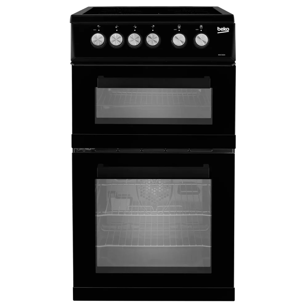 Beko 50cm Double Oven Ceramic Top Electric Cooker - Black | KDVC563AK