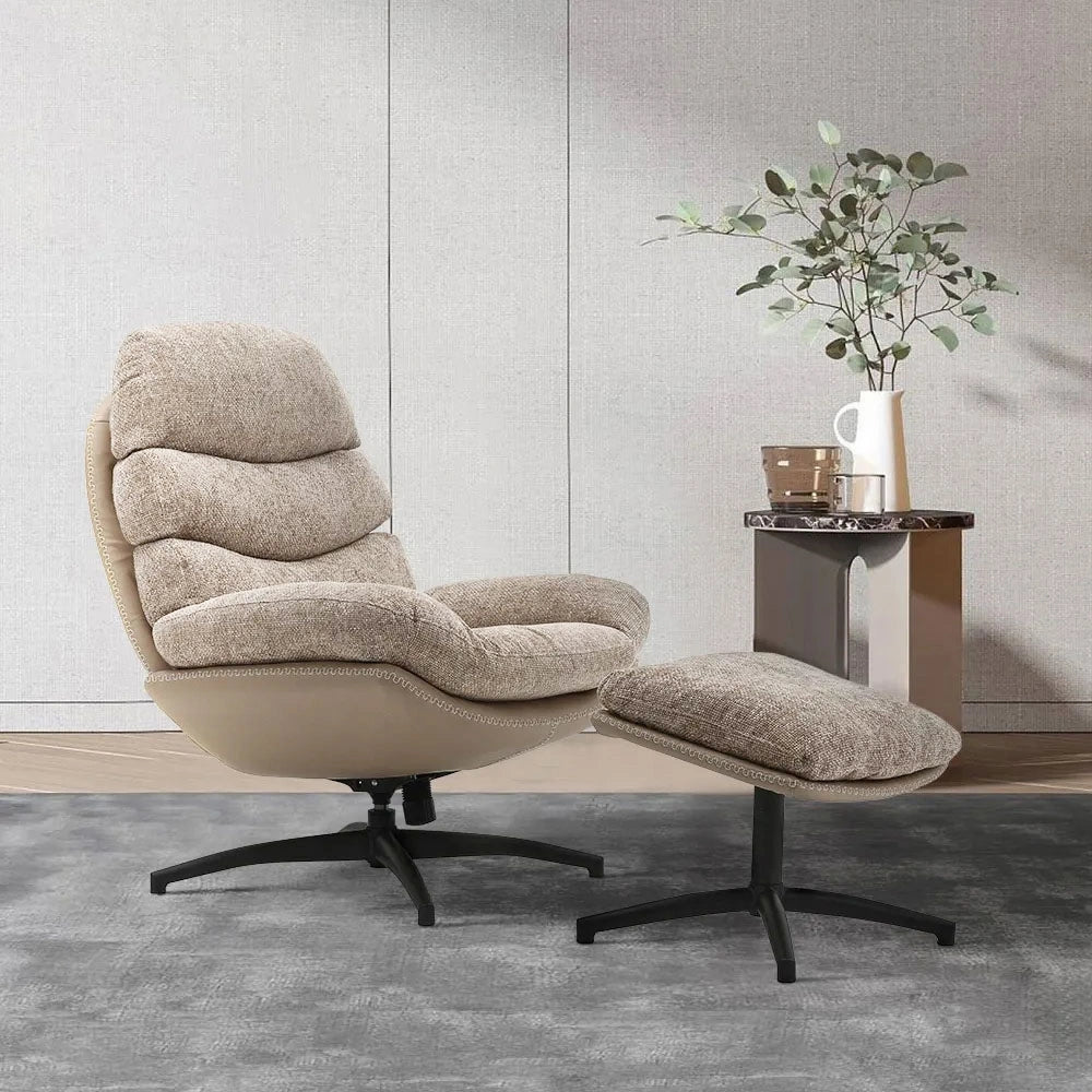 Tara Lane Khloe Rocking Swivel Chair with Stool - Biscuit | TL7104