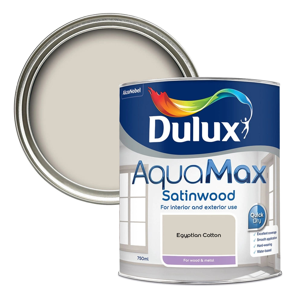 Dulux Aquamax Satinwood Water Based 750ml Wood and Metal Paint - Egyptian Cotton | 5918624