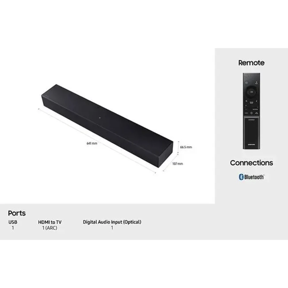 Samsung B400F B Series 2.0ch Soundbar with Speakers - Titan Black | HW-B400F/XU