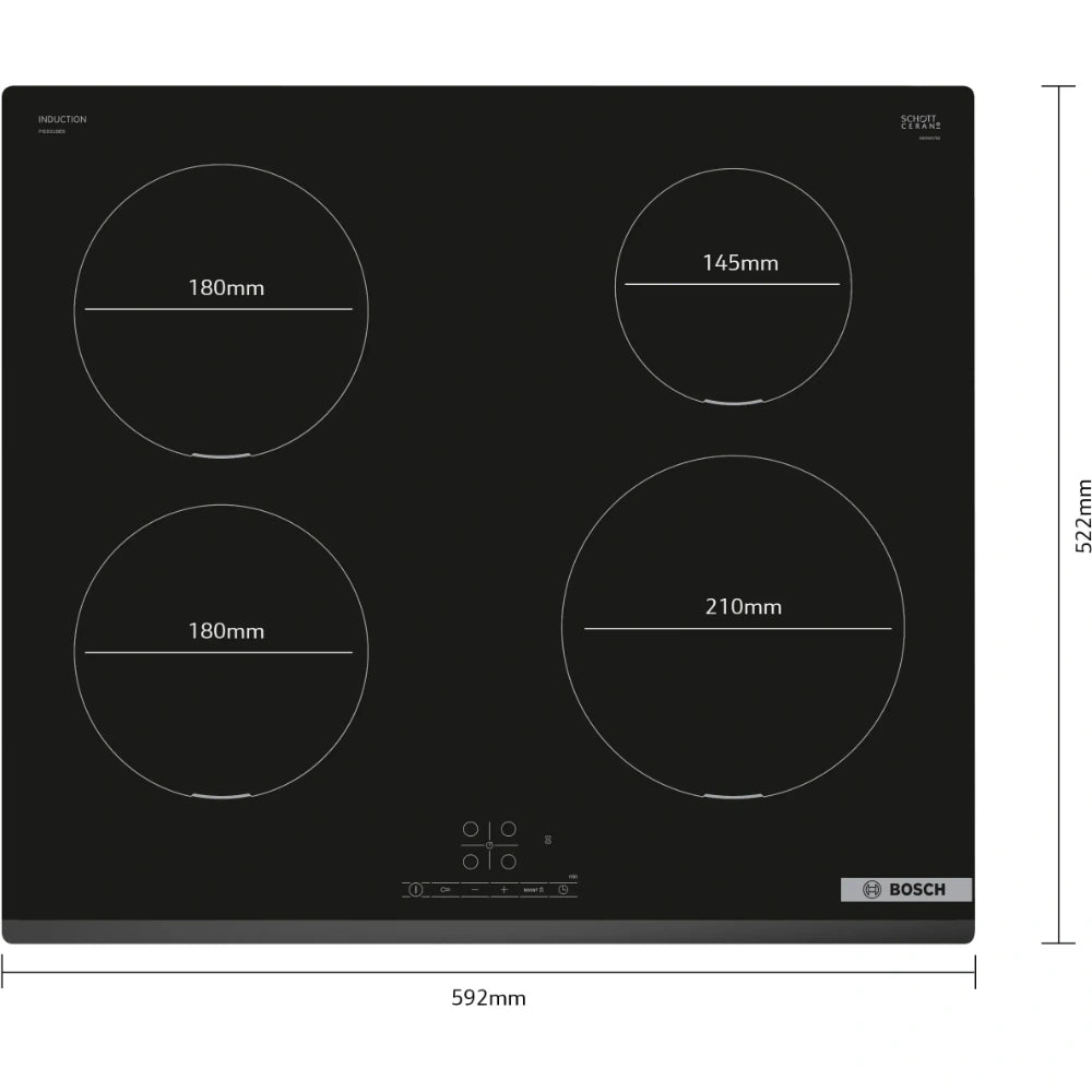 Bosch Series 4 60cm Built-In Induction Hob - Black | PIE631BB5E