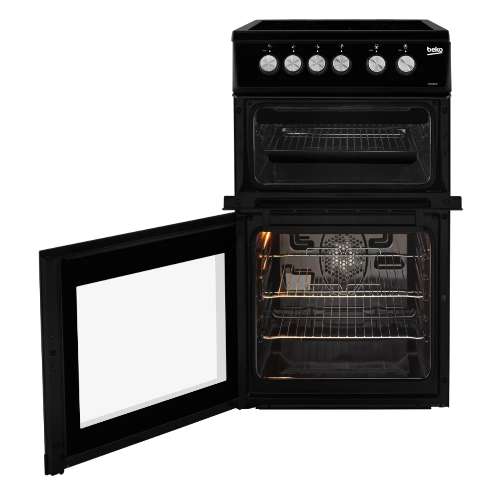 Beko 50cm Double Oven Ceramic Top Electric Cooker - Black | KDVC563AK