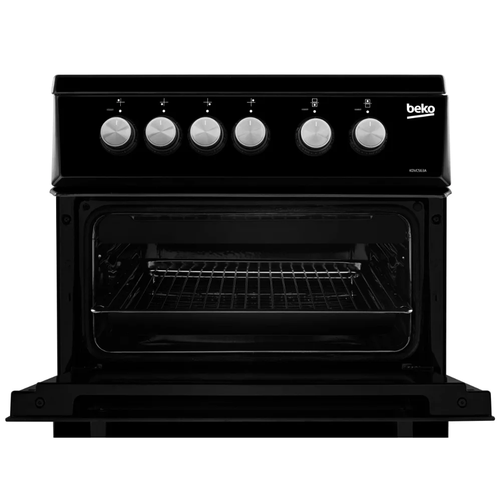Beko 50cm Double Oven Ceramic Top Electric Cooker - Black | KDVC563AK