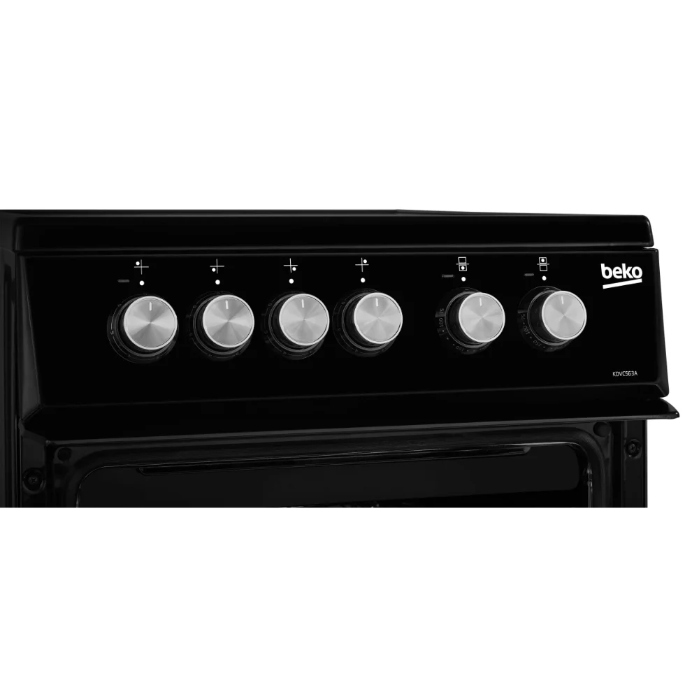 Beko 50cm Double Oven Ceramic Top Electric Cooker - Black | KDVC563AK