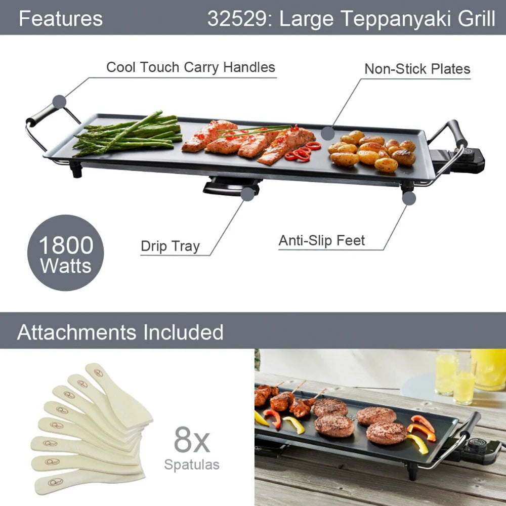 Quest Electric Teppanyaki Grill X70 1800W 70cm x 23cm | 32529A
