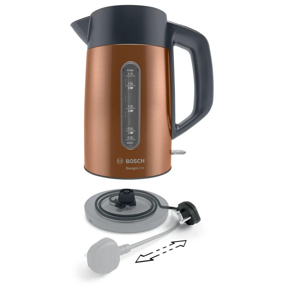 BOSCH DesignLine Plus Cordless Jug Kettle - Copper | TWK4P439GB