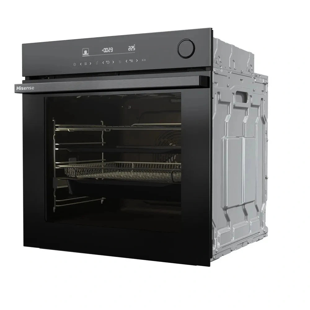 Hisense Hi6 BlackLine AirFry Electric Pyrolytic Steam Smart Single Oven - Jet Black | BSA66346PDBGUK