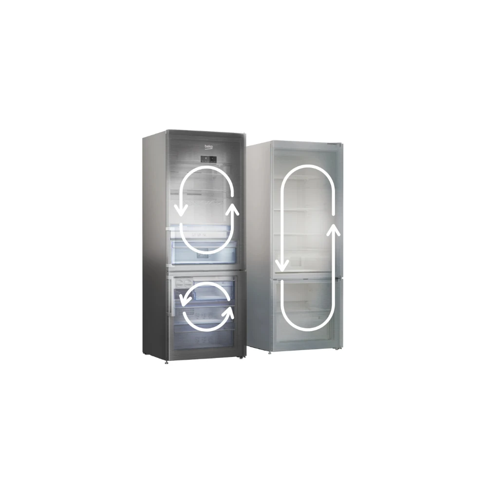 BEKO HarvestFresh 4 Door American Style Fridge Freezer - Brushed Steel | GNE460520DVPX