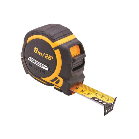 Komelon 8 Metre (26ft) Contractors Tape with FREE Belt Clip | XMS25PROTAPE