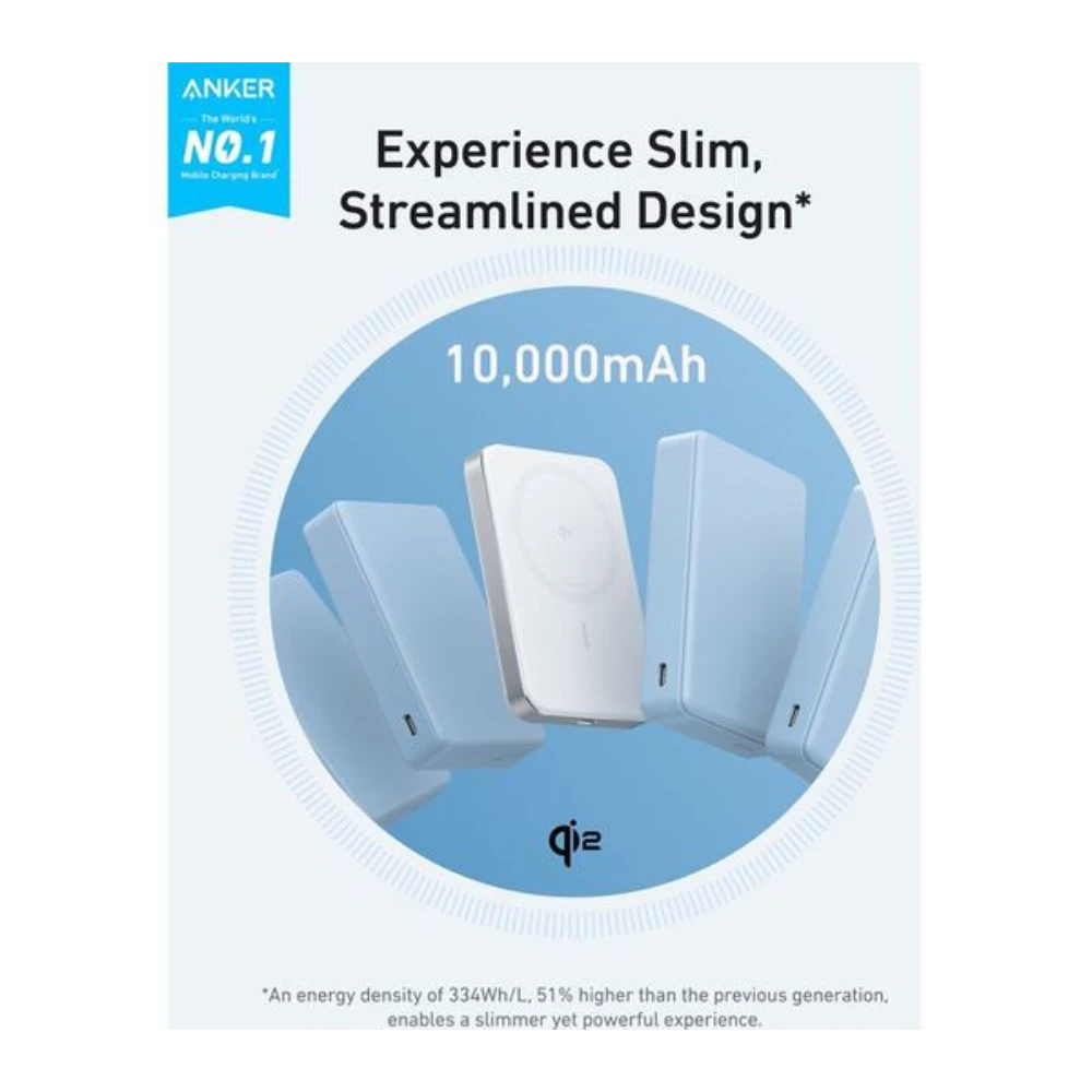 Anker MagGo Slim Wireless Power Bank 10,000mAh - White | A1664H21