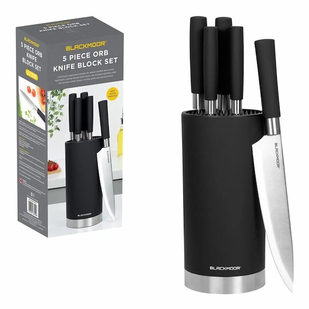Blackmoor 5 Piece Knife Block Set - Black | 68109