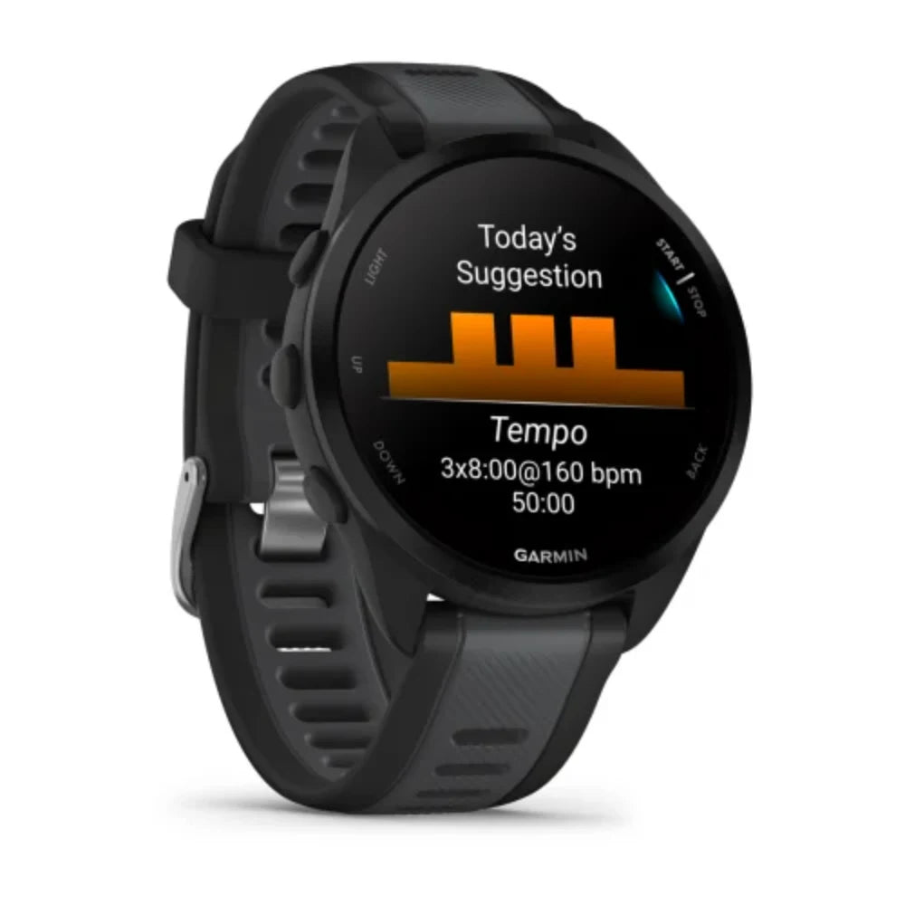 Garmin Forerunner 165 Music Smart Watch - Black and Slate Grey | 49-GAR-010-02863-30