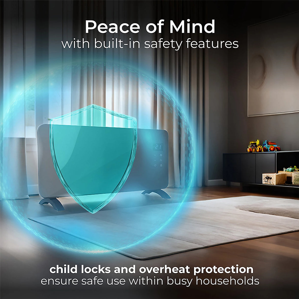 Masterplug Auraline Electric Smart 2000W Glass Panel Heater - Slate Grey | 301502