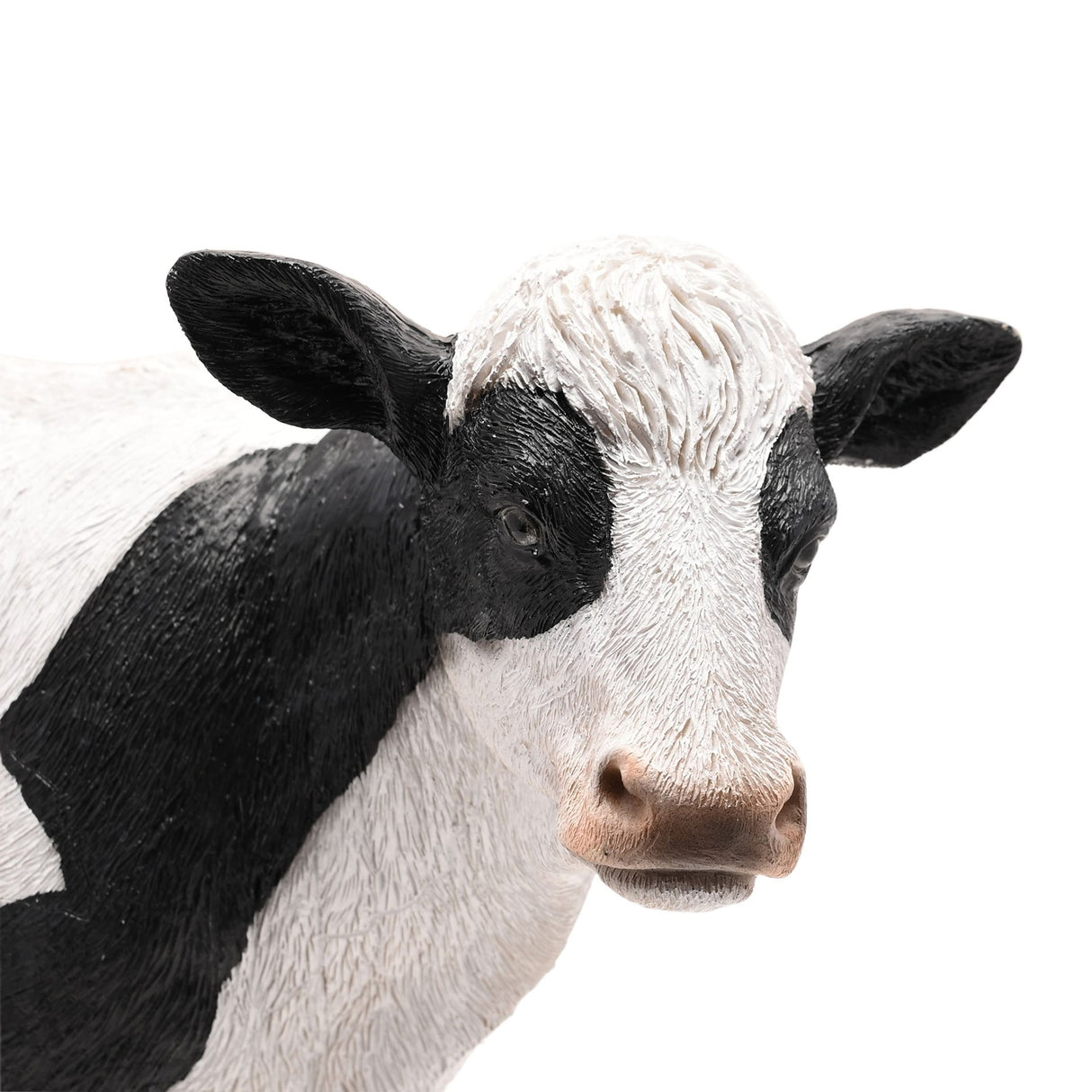 Black and white painted standing cow figurine, 34cm Naturecraft model NC1330, realistic farm animal sculpture with detailed features on white background