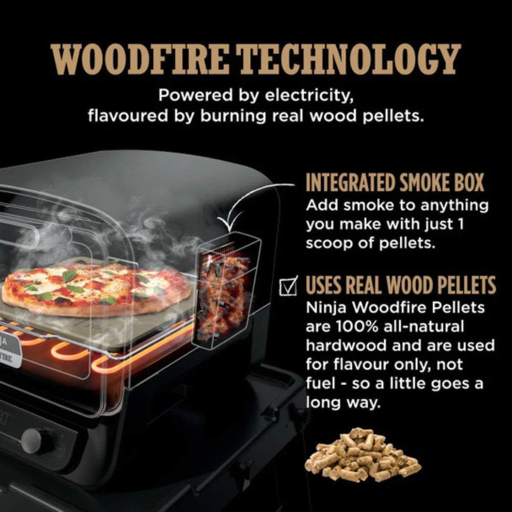Ninja, Woodfire Electric Outdoor Oven, Artisan Pizza Maker and BBQ Smoker | OO101UK
