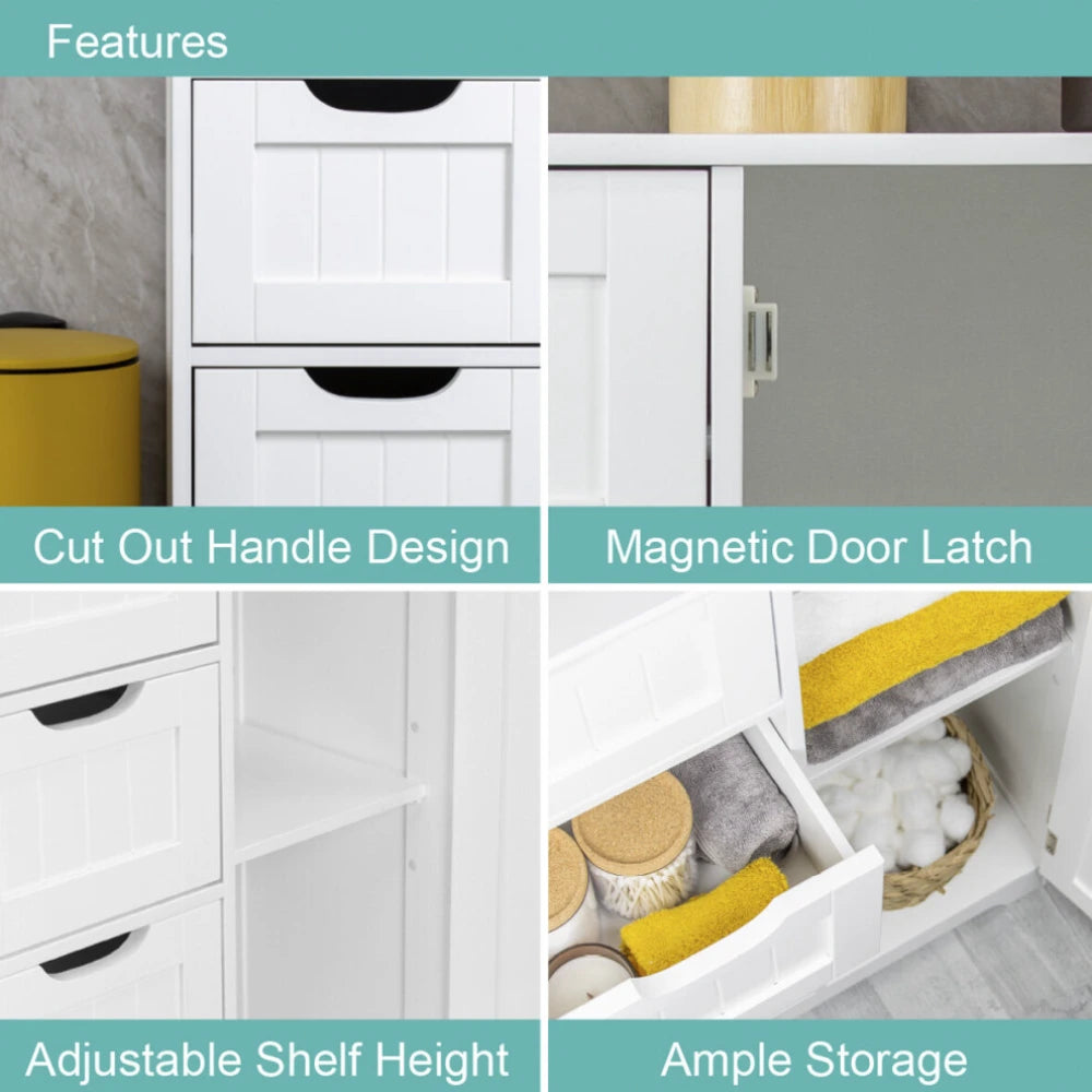 Benross Free Standing Chest of 4 Drawer and 1 Door Cabinet - White | 69719