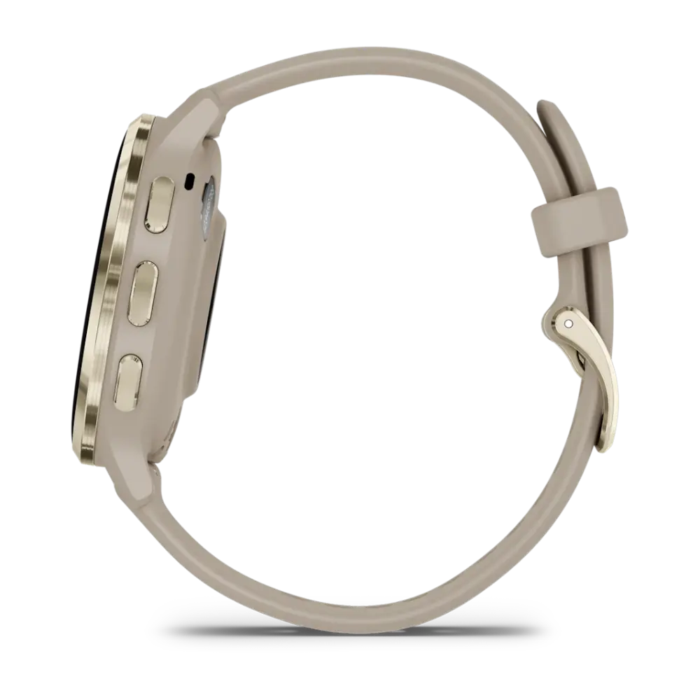 Garmin Venu 3S Soft Gold Stainless Steel Bezel Silicone Band - French Grey | 49-GAR-010-02785-02
