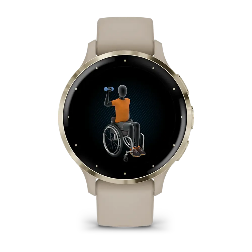 Garmin Venu 3S Soft Gold Stainless Steel Bezel Silicone Band - French Grey | 49-GAR-010-02785-02