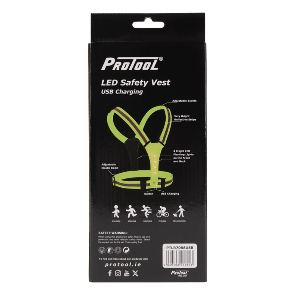 Protool LED Safety Vest USB Charging | PTLR7088USB