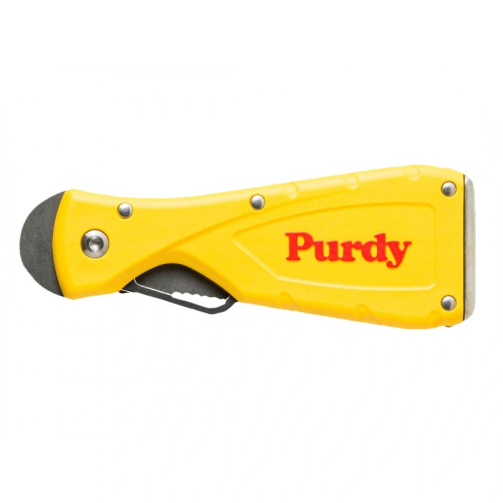 Yellow Purdy knife on a white background