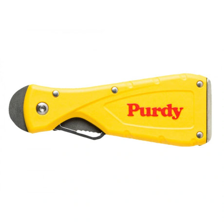 Yellow Purdy knife on a white background