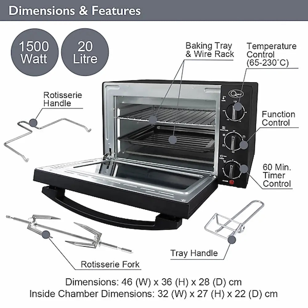 Quest 20 Litre Rotisserie Oven with Grill | 35399