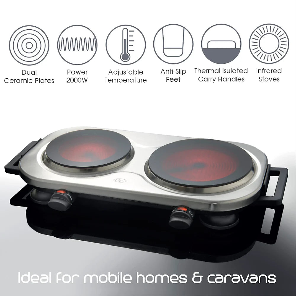 Quest Ceramic Infrared Double Ring Hot Plate | 37259