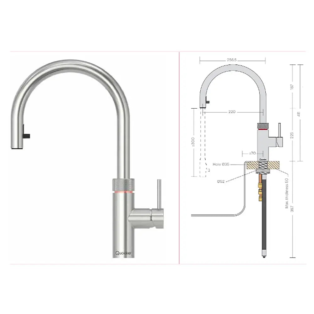 Quooker PRO3 Fusion Round Boiling Water Kitchen Tap - Stainless Steel | 3FRRVS