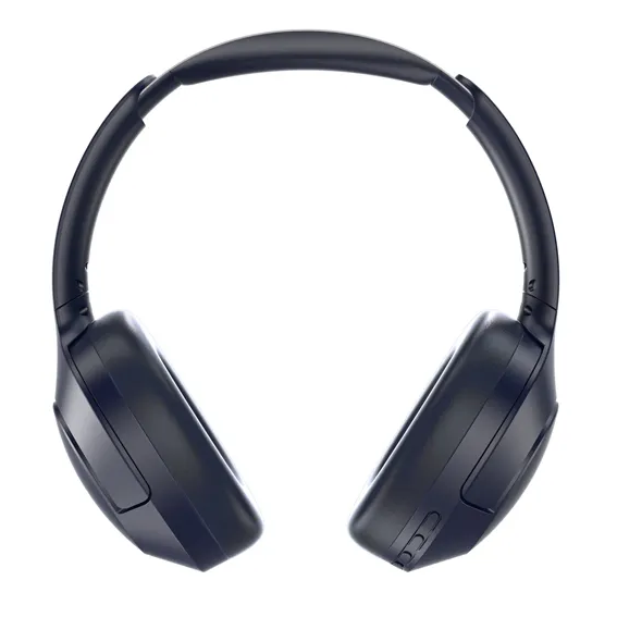 Red Bull Racing blue over-ear Bluetooth foldable headphones with dark navy ear cups and padded headband displayed against white background