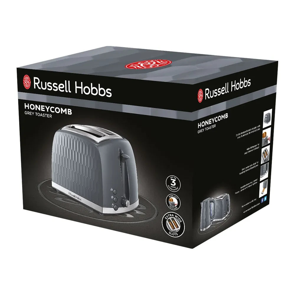 Russell Hobbs Honeycomb 2 Slice Toaster - Grey | 26063