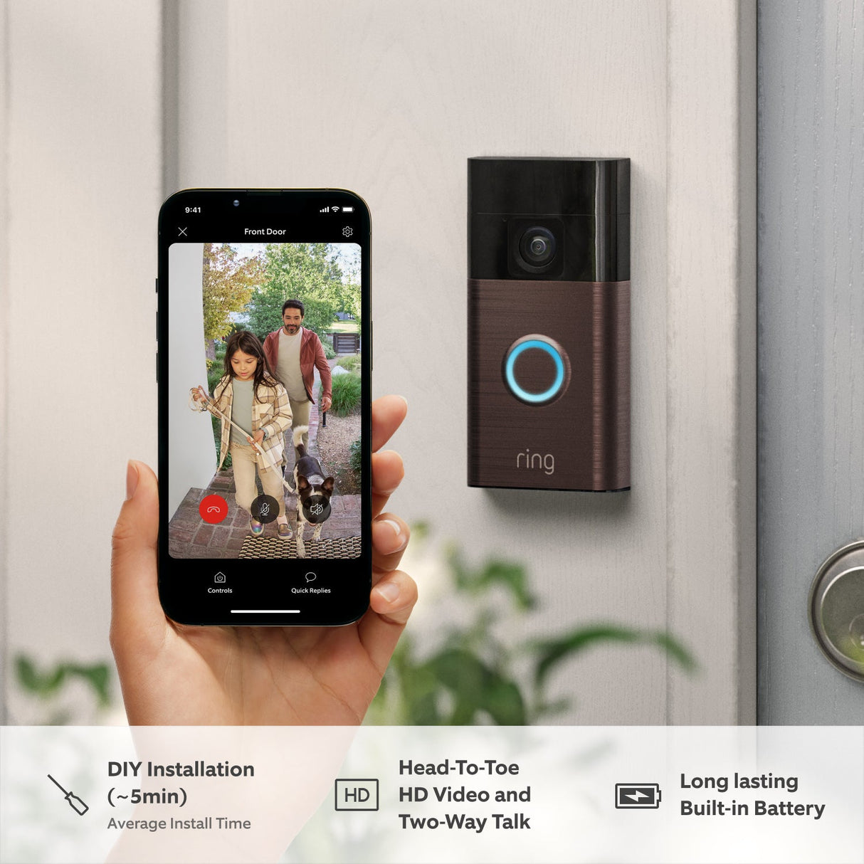 Ring Battery Smart Video Doorbell - Bronze | B0BZWS9K81