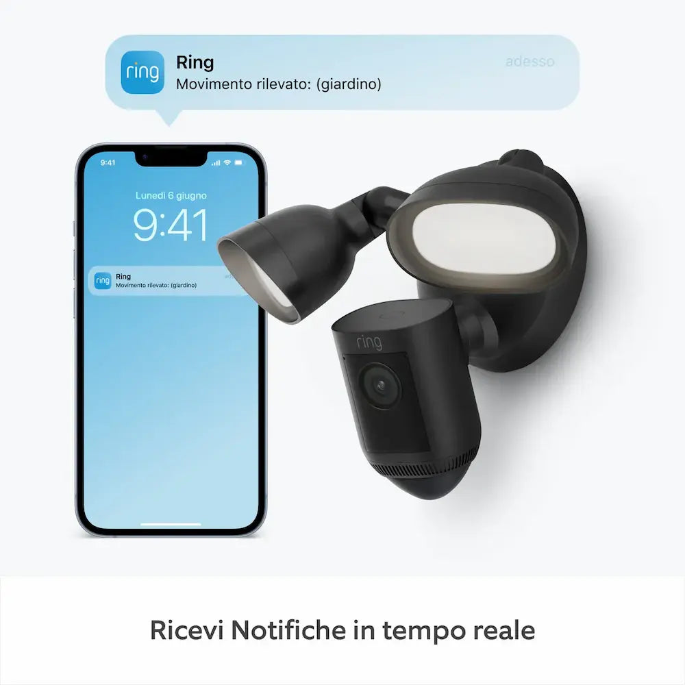 Ring Floodlight Wired Pro 2K WiFi Security Camera - Black | B0CG6T4QNH