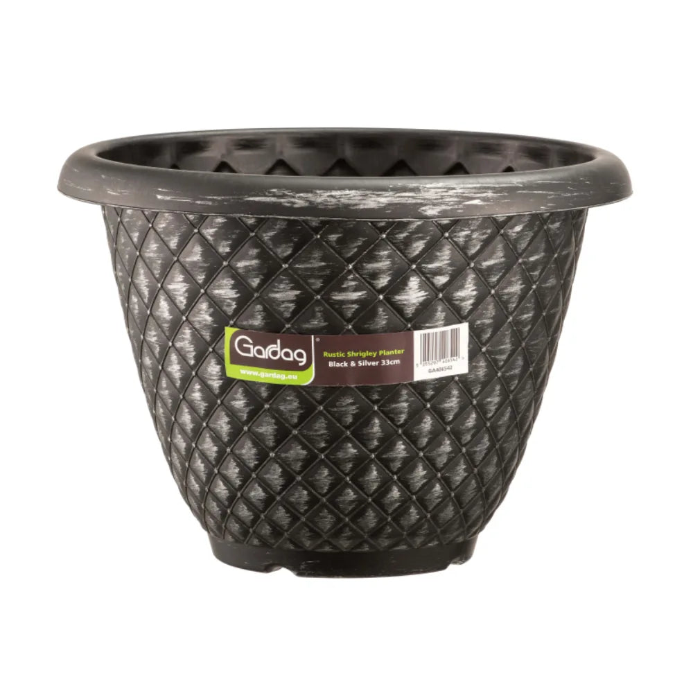 Gardag Rustic Shrigley Garden Planter 33cm - Black and Silver | GA406542