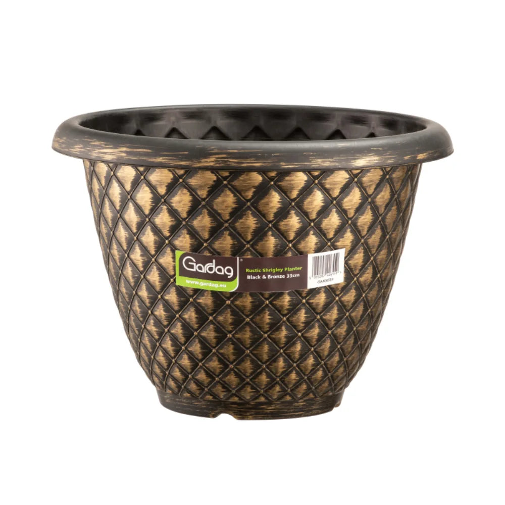 Gardag Rustic Shrigley Planter Pot 33cm - Black & Bronze | GA406559