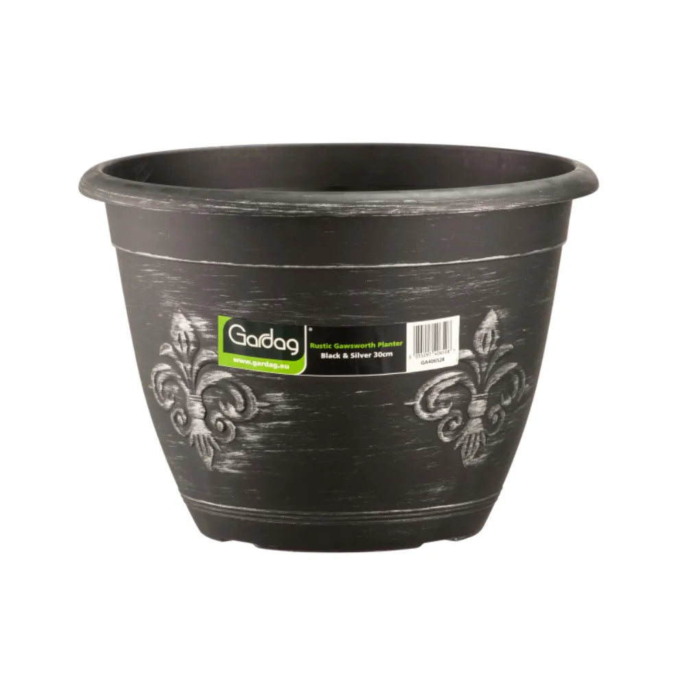 Gardag Rustic Gawsworth Planter Pot 30cm - Black & Silver | GA406528
