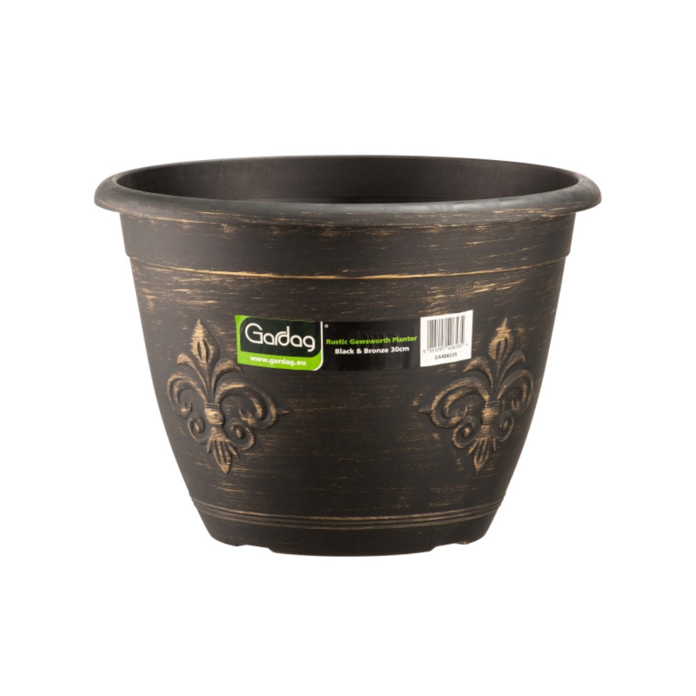 Gardag Rustic Gawsworth Planter Pot 30cm - Black & Bronze | GA406535