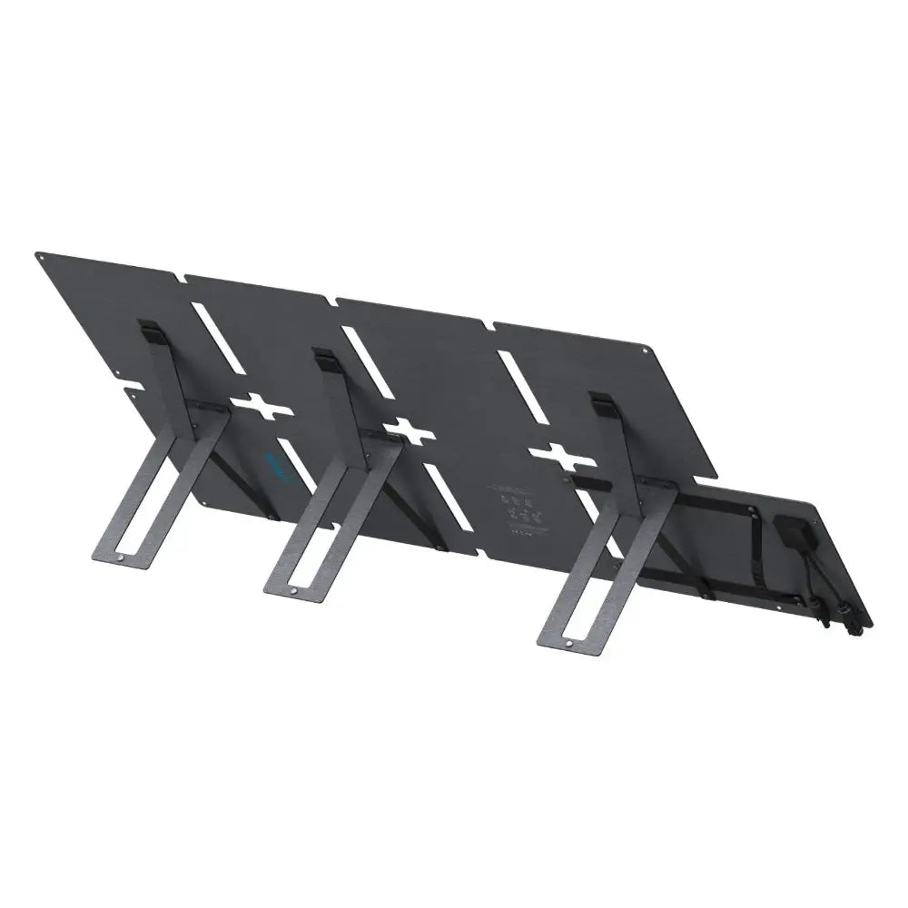 Anker SOLIX PS60 60W portable foldable solar panel with three black panels and gray metal stands displayed in open position against white background