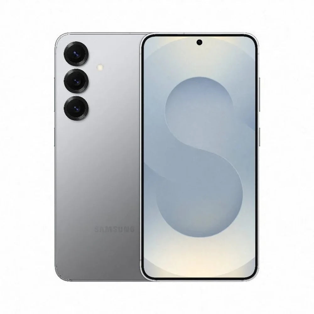 Samsung smartphone showing front and back on a white background