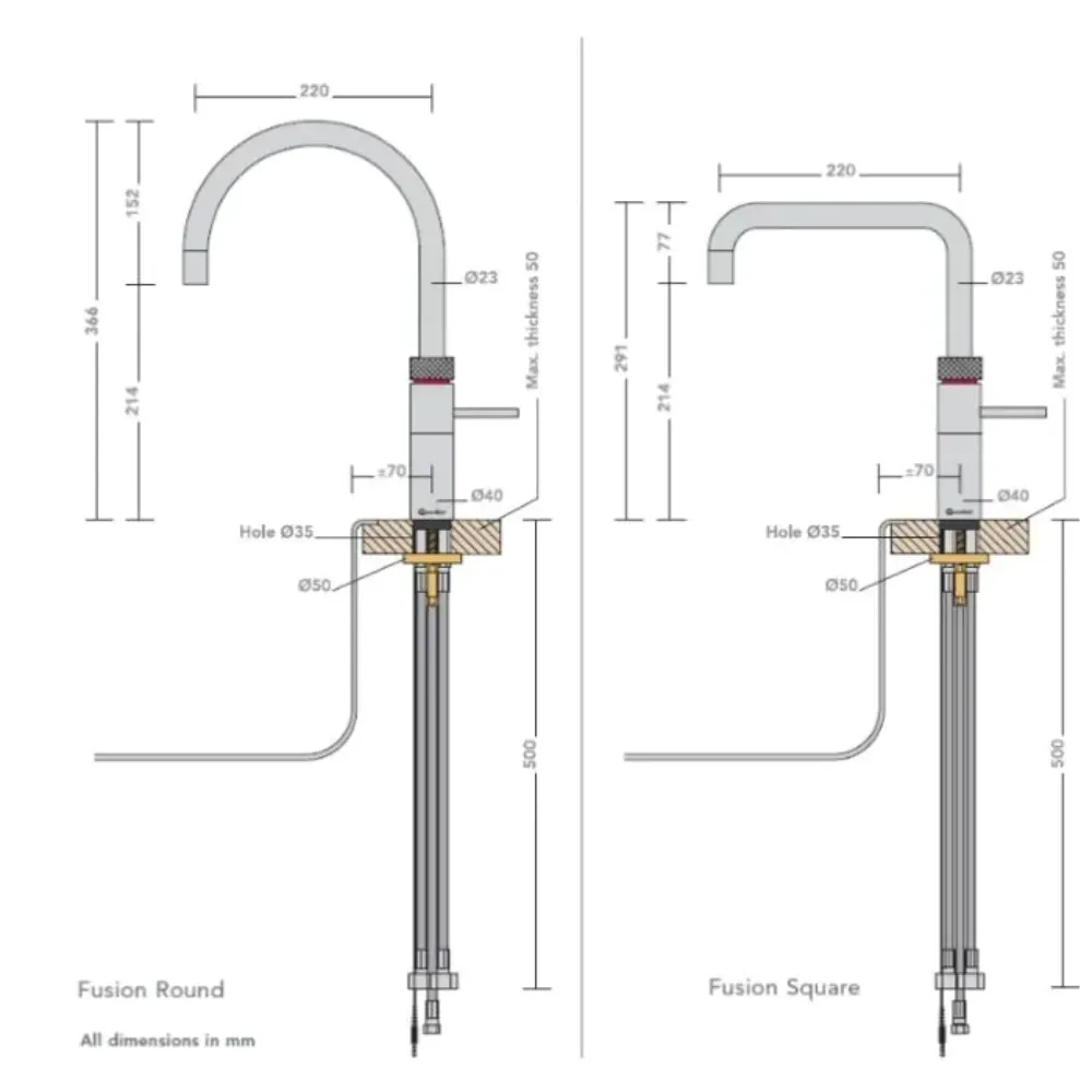 Quooker PRO3 Fusion Round Boiling Water Kitchen Tap - Stainless Steel | 3FRRVS