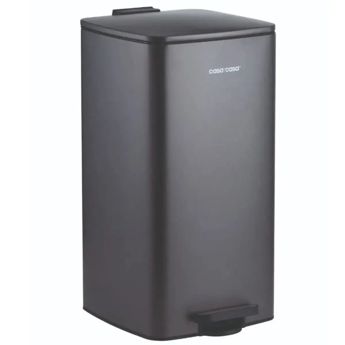Casa & Casa Seattle Square Slate Pedal Bin 30 Litre in dark grey slate finish with black top lid and foot pedal, modern cylindrical design
