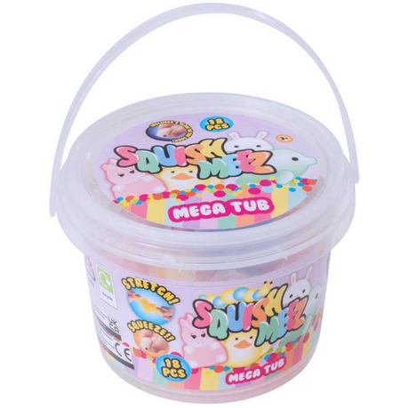 Squish Meez Mega Tub with colorful packaging on a white background