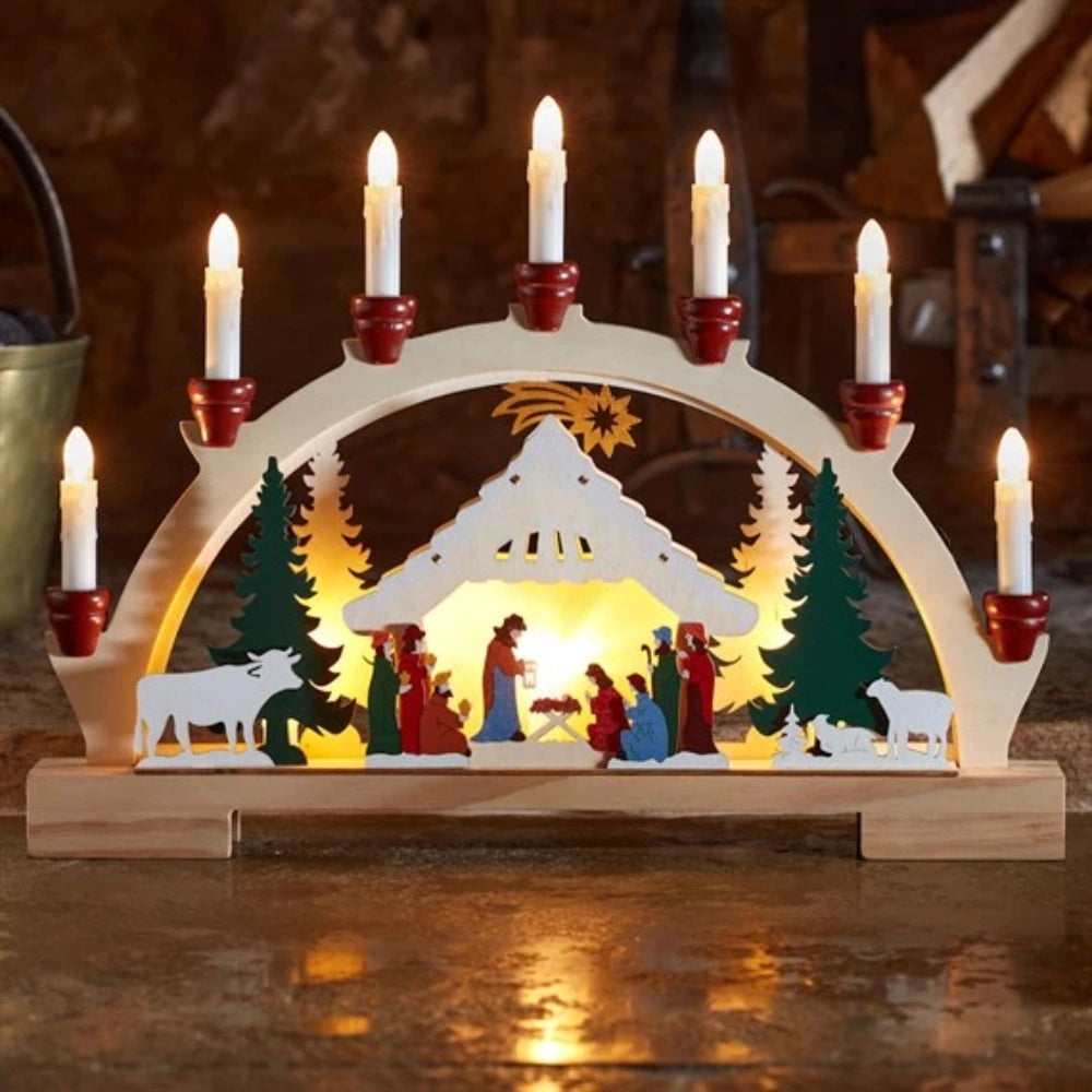 Three Kings InLit 7 Light Wooden LED Nativity Candle Bridge | 2590071