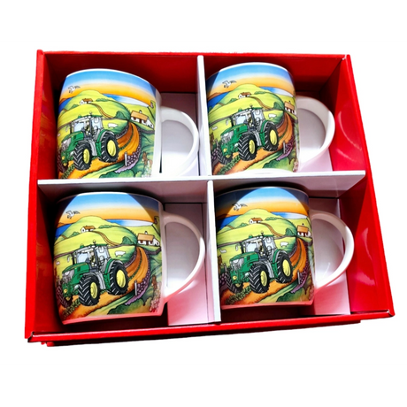 Shannonbridge Pottery Country Green 4 Piece Mug Set in Giftbox
