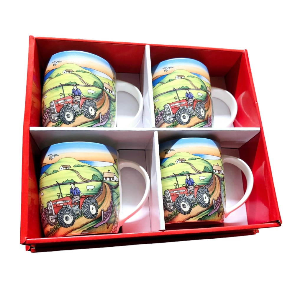 Shannonbridge Pottery Country Red 4 Piece Mug Set in Giftbox