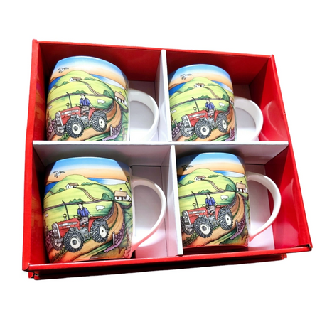 Shannonbridge Pottery Country Red 4 Piece Mug Set in Giftbox