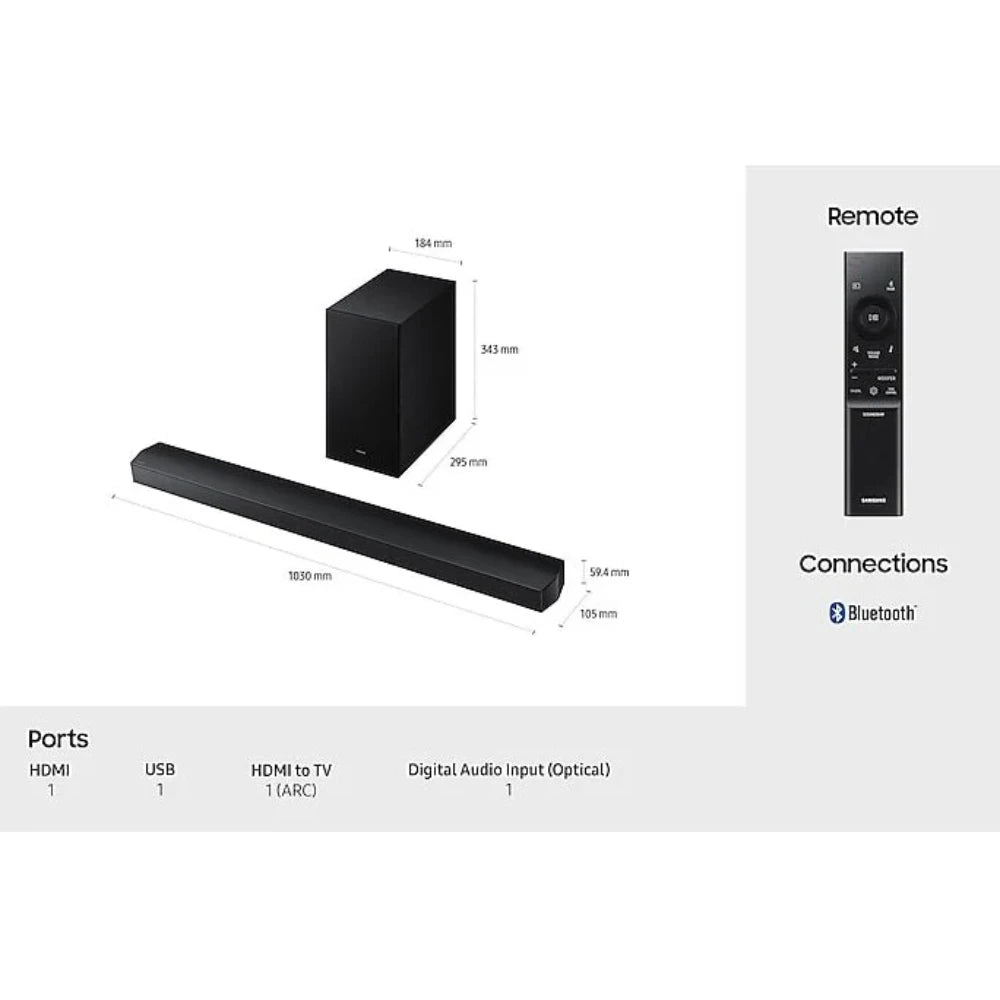 Samsung B750F 5.1 Channel 400w B Series Soundbar with Subwoofer - Black | HW-B750F/XU