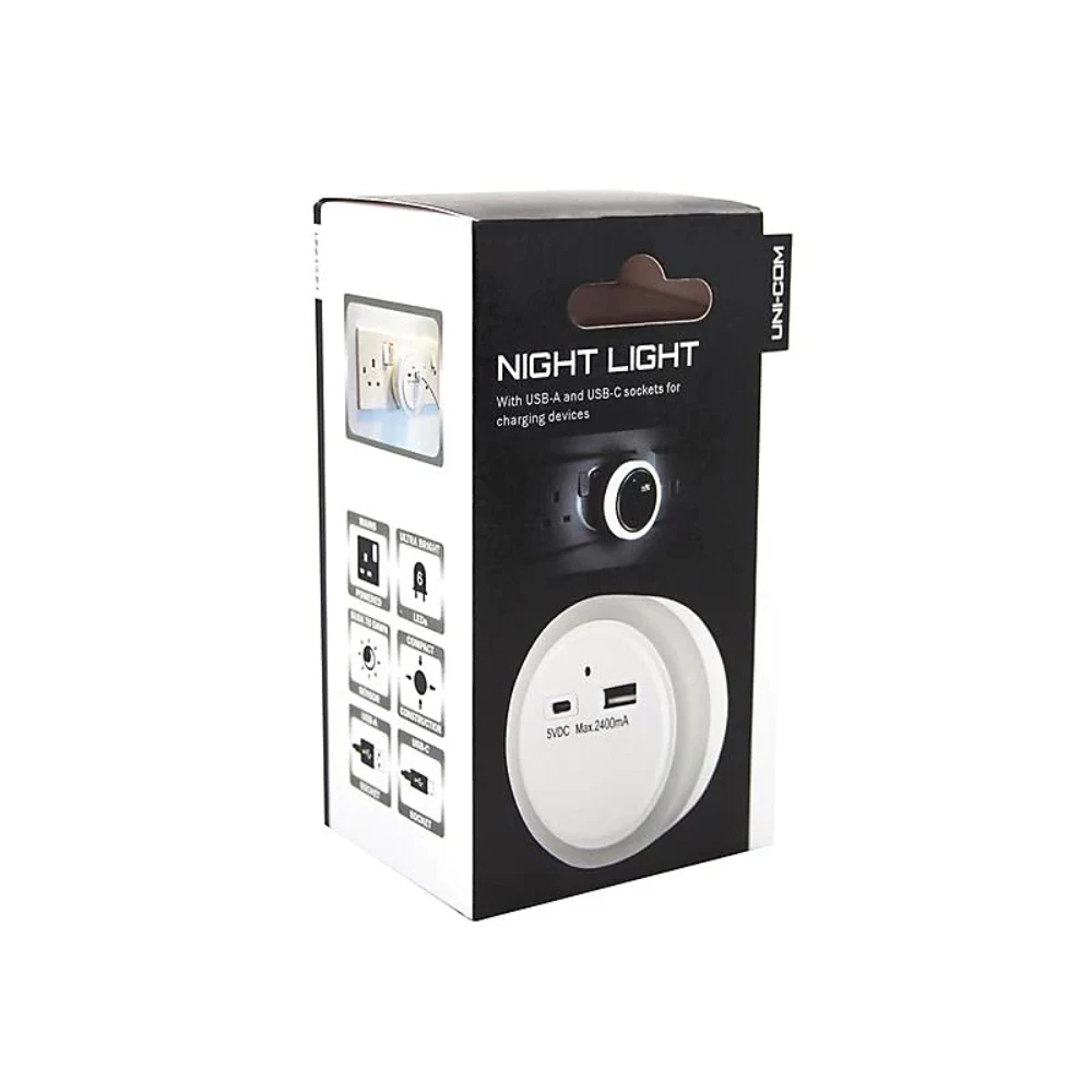 Unicom Night Light and USB Charger USB A and USB C | UNC68464