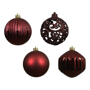 Decoris Ox Blood Red Shatterproof Baubles - Pack of 16